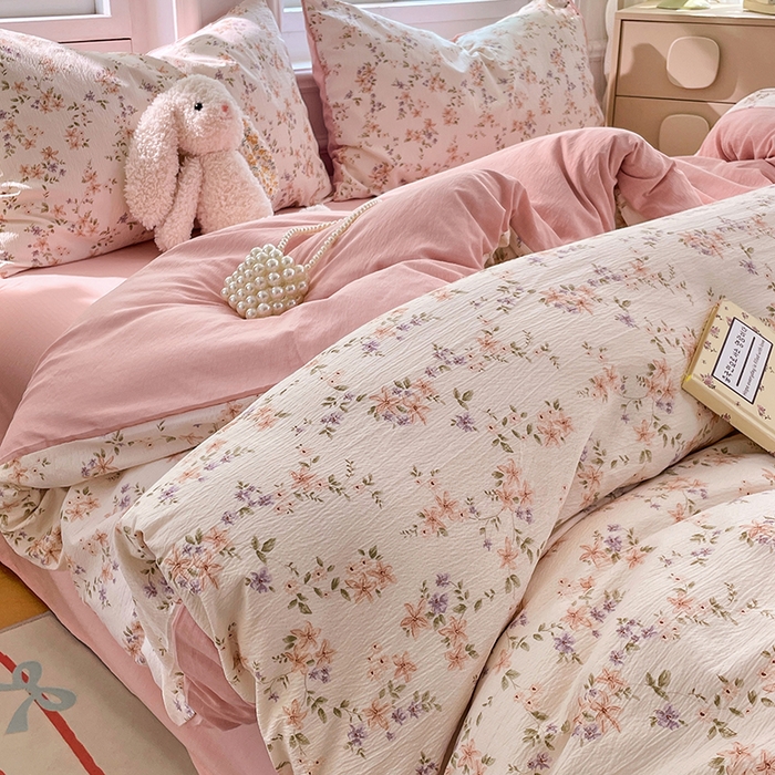 91家纺网 家纺一手货源 找家纺 梦卓家纺 2025新款超柔云感双层纱四件套 风信铃