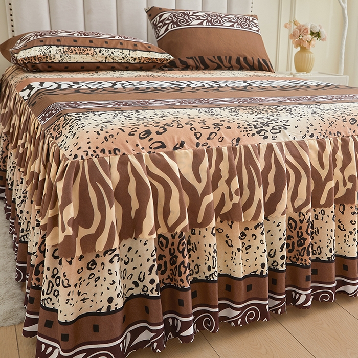 91家纺网 家纺一手货源 找家纺 艾裙海2025新款印花床裙三件套 -可跨境 斑马豹纹