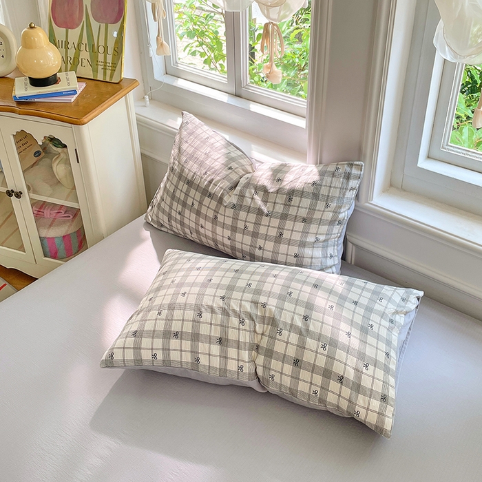 91家纺网 家纺一手货源 找家纺 梦卓家纺 2025新款超柔云感双层纱四件套 格纹蝴蝶结