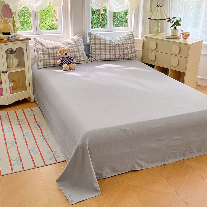 91家纺网 家纺一手货源 找家纺 梦卓家纺 2025新款超柔云感双层纱四件套 格纹蝴蝶结