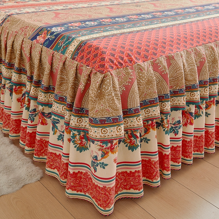 91家纺网 家纺一手货源 找家纺 艾裙海2025新款印花床裙三件套 -可跨境 波西米亚