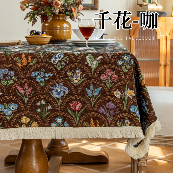 大梧2025新款千花桌布 千花-咖（方桌）