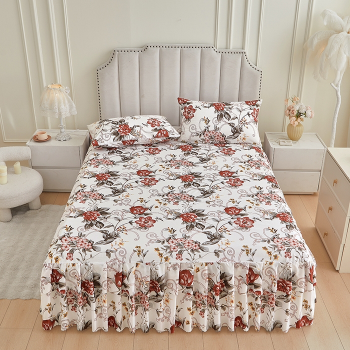 艾裙海2025新款印花床裙三件套 -可跨境 春园花海