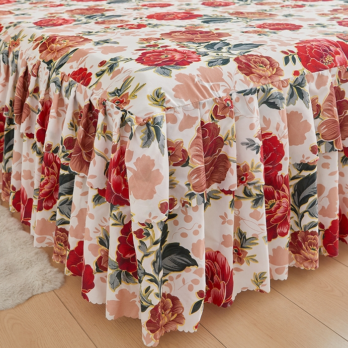 91家纺网 家纺一手货源 找家纺 艾裙海2025新款印花床裙三件套 -可跨境 国色牡丹