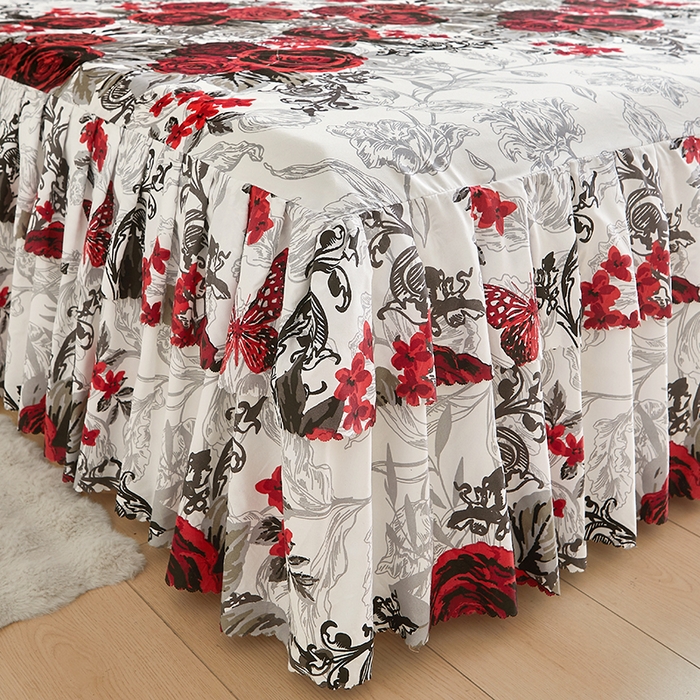 91家纺网 家纺一手货源 找家纺 艾裙海2025新款印花床裙三件套 -可跨境 牡丹花开