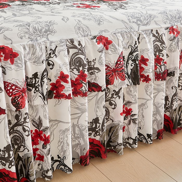 91家纺网 家纺一手货源 找家纺 艾裙海2025新款印花床裙三件套 -可跨境 牡丹花开