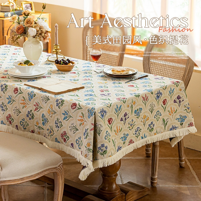 91家纺网 家纺一手货源 找家纺 大梧2025新款千花桌布 千花-米（方桌）