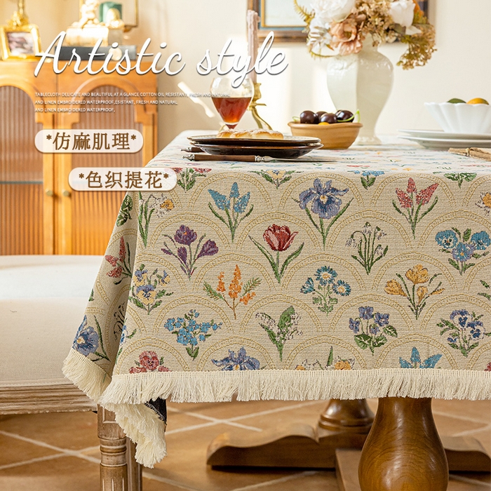 91家纺网 家纺一手货源 找家纺 大梧2025新款千花桌布 千花-米（方桌）