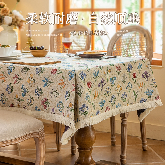 91家纺网 家纺一手货源 找家纺 大梧2025新款千花桌布 千花-米（方桌）