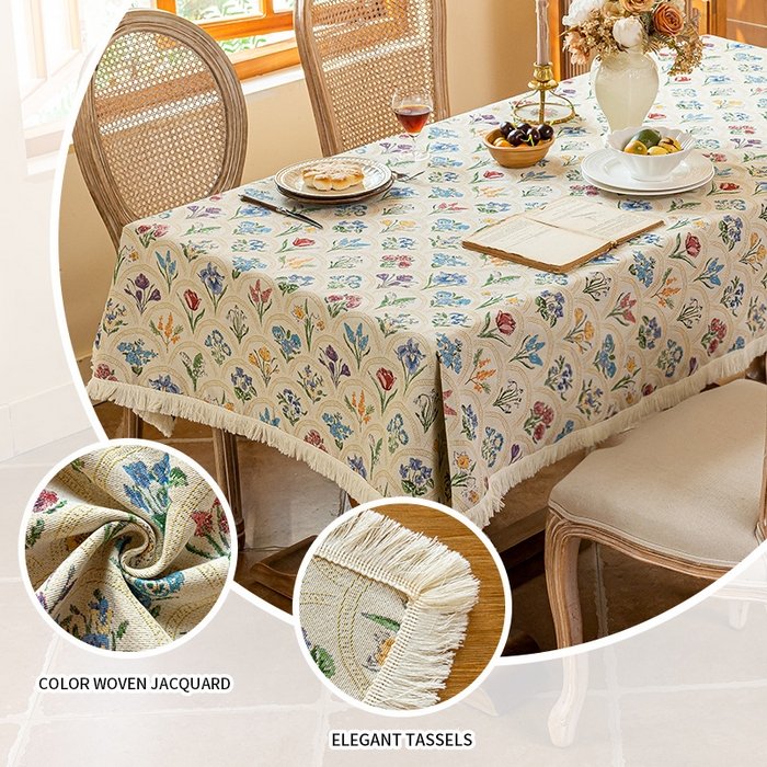 91家纺网 家纺一手货源 找家纺 大梧2025新款千花桌布 千花-米（方桌）