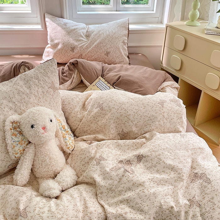 91家纺网 家纺一手货源 找家纺 梦卓家纺 2025新款超柔云感双层纱四件套 蝴蝶梦境