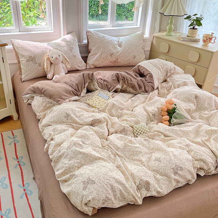 91家纺网 家纺一手货源 找家纺 梦卓家纺 2025新款超柔云感双层纱四件套 蝴蝶梦境