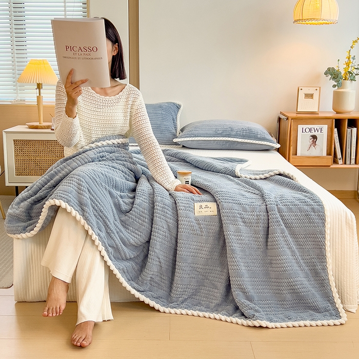 91家纺网 家纺一手货源 找家纺 （总）世纪绒品 2025新款A类提花绒白金款多功能毛毯