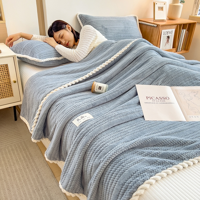 91家纺网 家纺一手货源 找家纺 （总）世纪绒品 2025新款A类提花绒白金款多功能毛毯