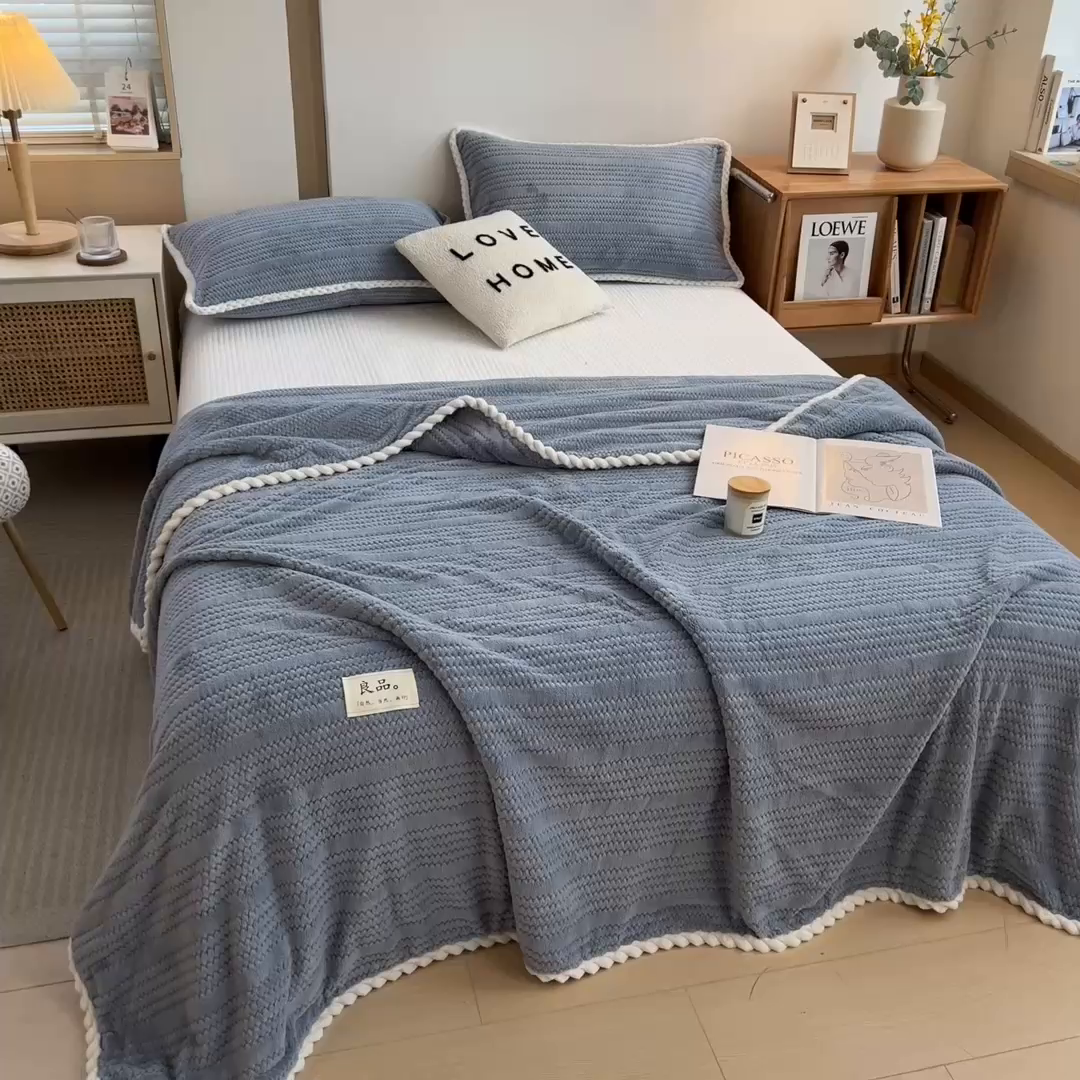 91家纺网 家纺一手货源 找家纺 （总）世纪绒品 2025新款A类提花绒白金款多功能毛毯