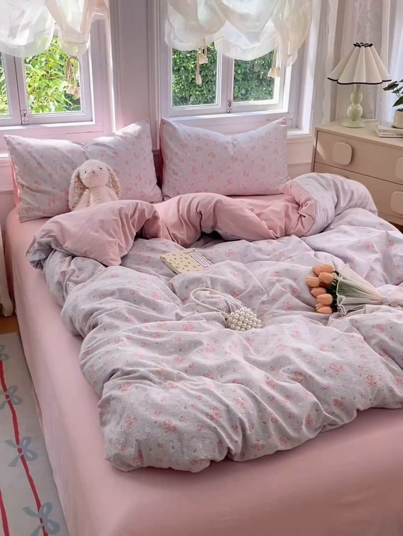 91家纺网 家纺一手货源 找家纺 梦卓家纺 2025新款超柔云感双层纱四件套 蓝聆风语