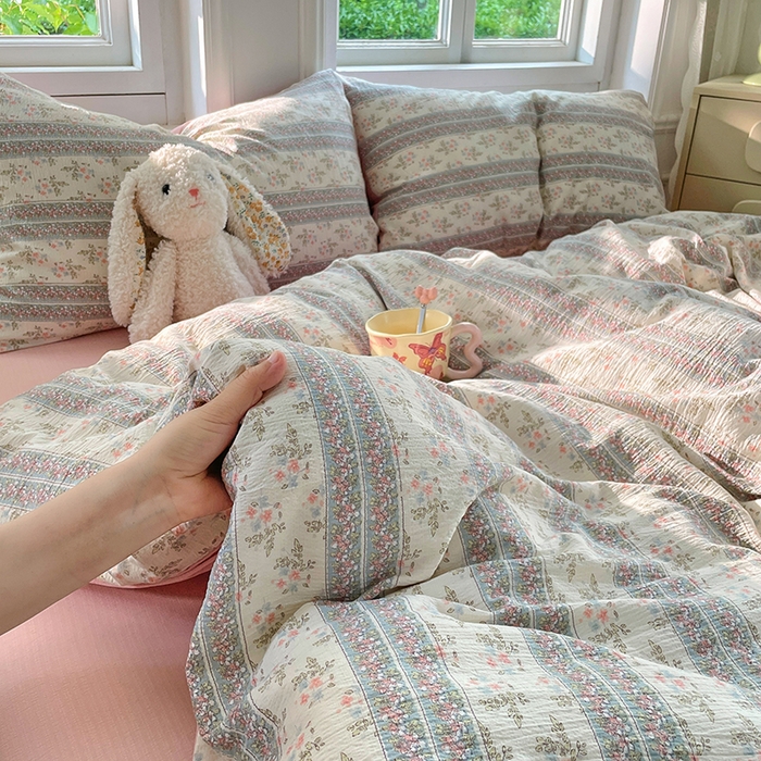 91家纺网 家纺一手货源 找家纺 梦卓家纺 2025新款超柔云感双层纱四件套 绿野仙踪