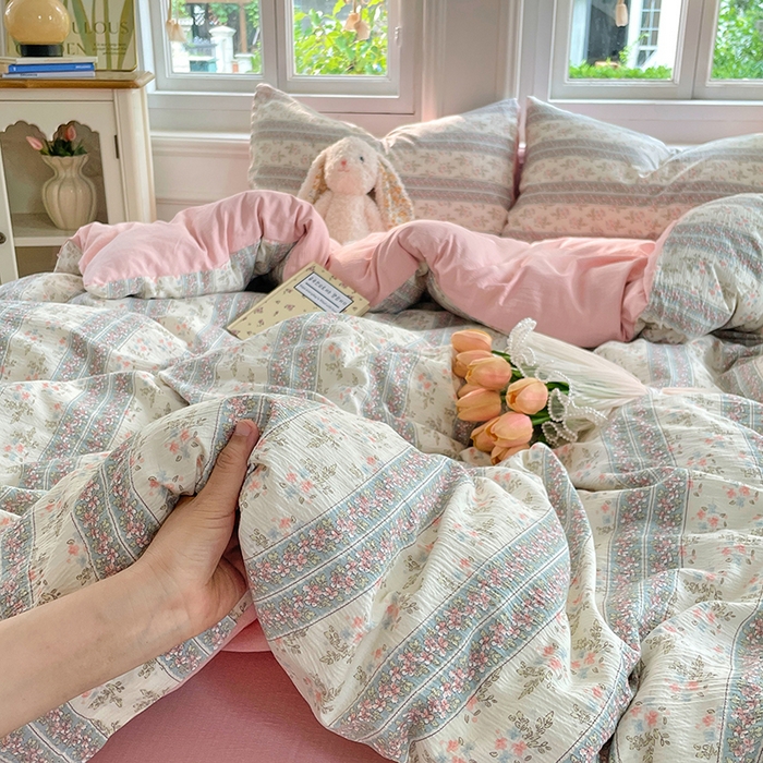 91家纺网 家纺一手货源 找家纺 梦卓家纺 2025新款超柔云感双层纱四件套 绿野仙踪