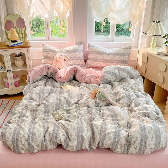 91家纺网 家纺一手货源 找家纺 梦卓家纺 2025新款超柔云感双层纱四件套 绿野仙踪