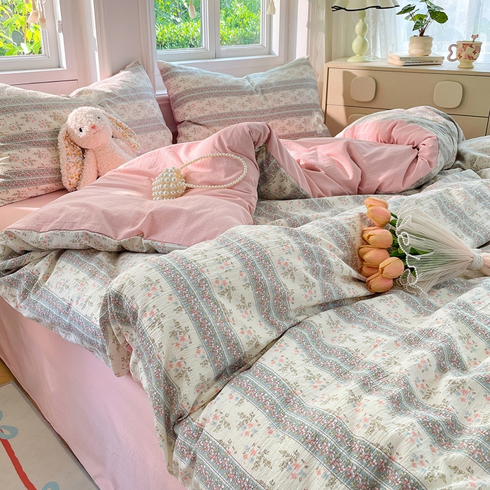 91家纺网 家纺一手货源 找家纺 梦卓家纺 2025新款超柔云感双层纱四件套 绿野仙踪