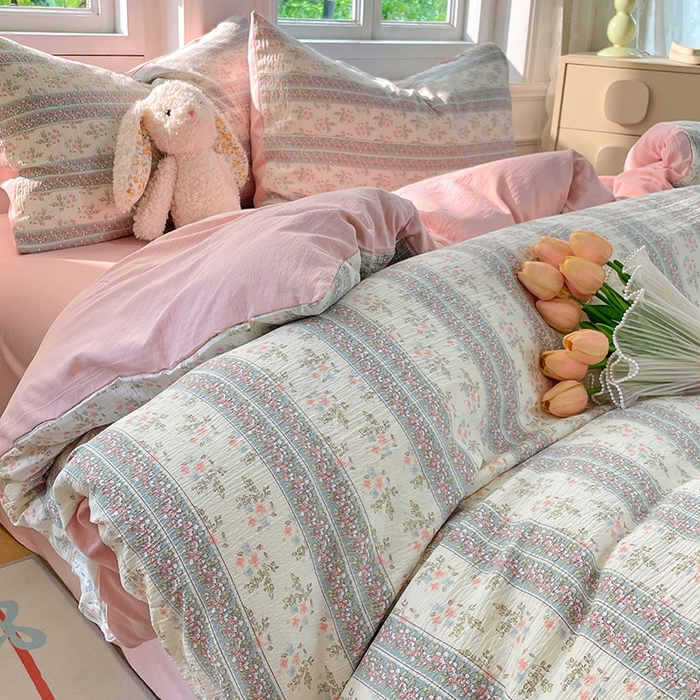 91家纺网 家纺一手货源 找家纺 梦卓家纺 2025新款超柔云感双层纱四件套 绿野仙踪