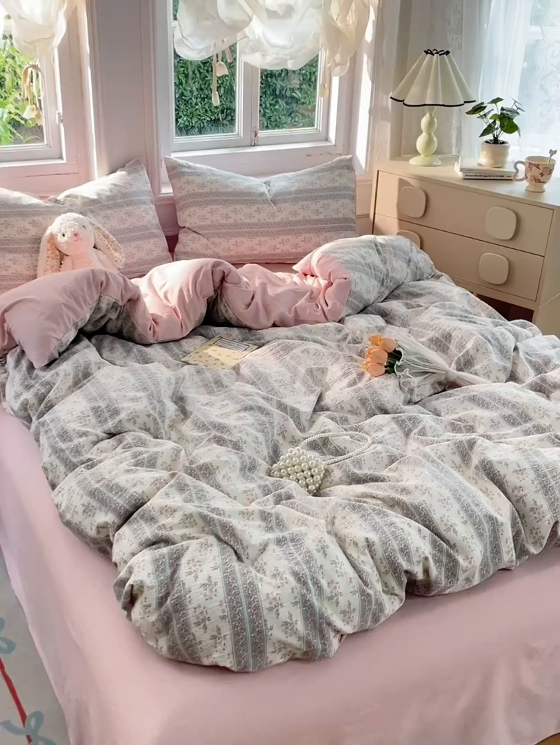 91家纺网 家纺一手货源 找家纺 梦卓家纺 2025新款超柔云感双层纱四件套 绿野仙踪