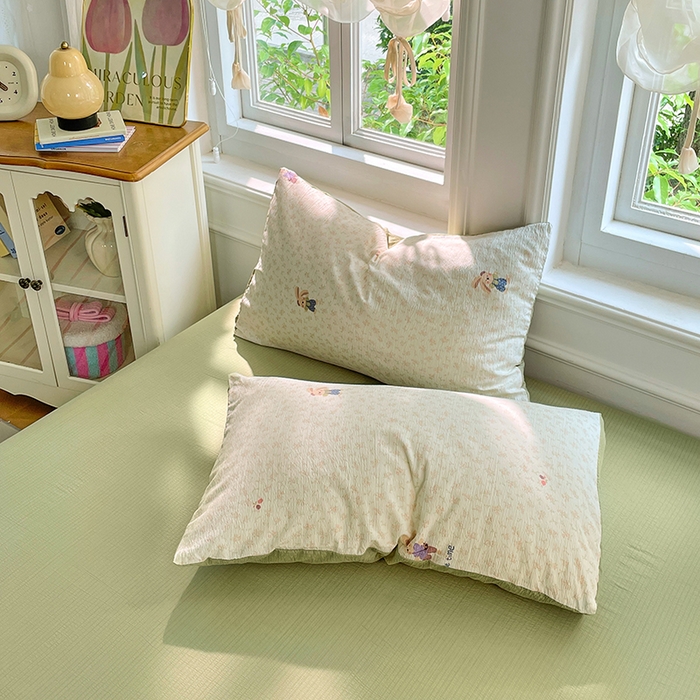 91家纺网 家纺一手货源 找家纺 梦卓家纺 2025新款超柔云感双层纱四件套 米兔儿