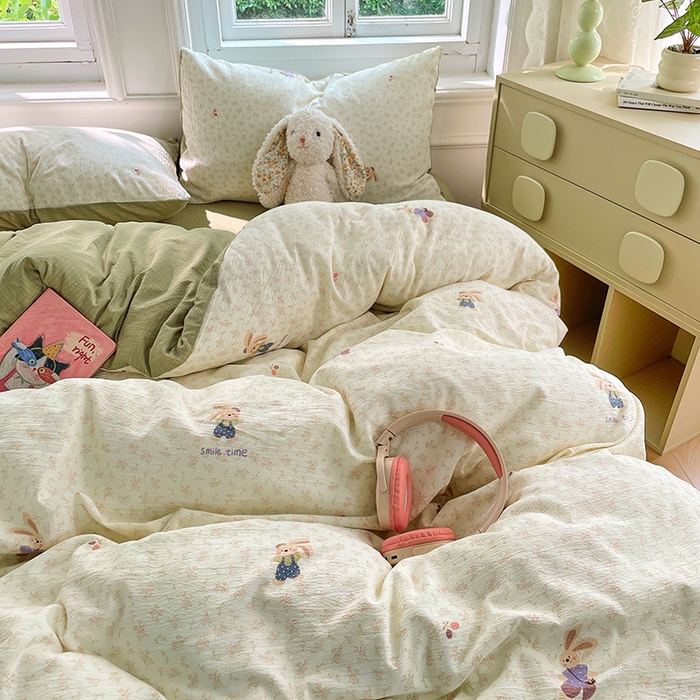 91家纺网 家纺一手货源 找家纺 梦卓家纺 2025新款超柔云感双层纱四件套 米兔儿