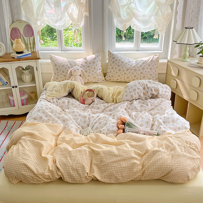 91家纺网 家纺一手货源 找家纺 梦卓家纺 2025新款超柔云感双层纱四件套 米娅