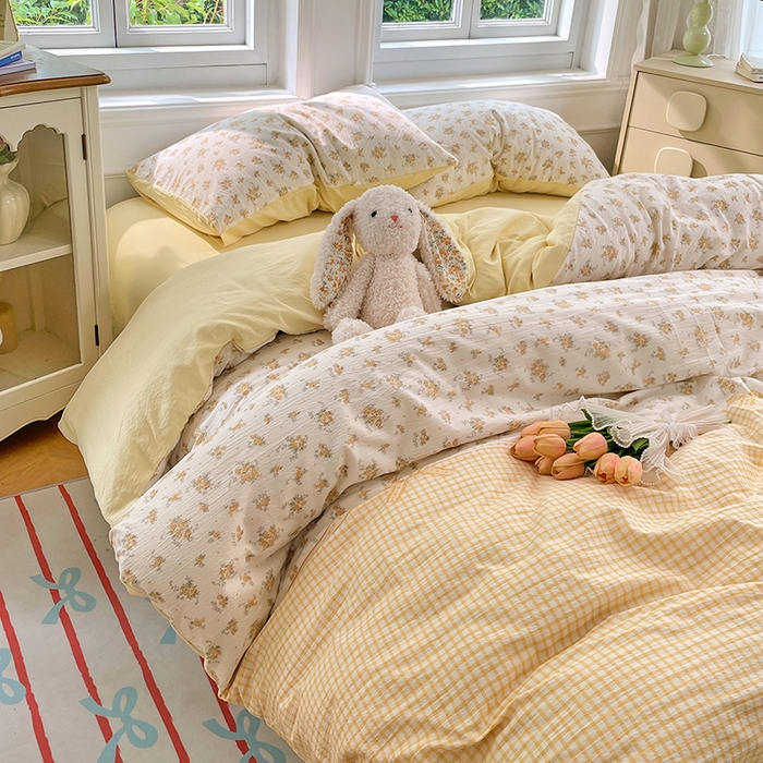 91家纺网 家纺一手货源 找家纺 梦卓家纺 2025新款超柔云感双层纱四件套 米娅