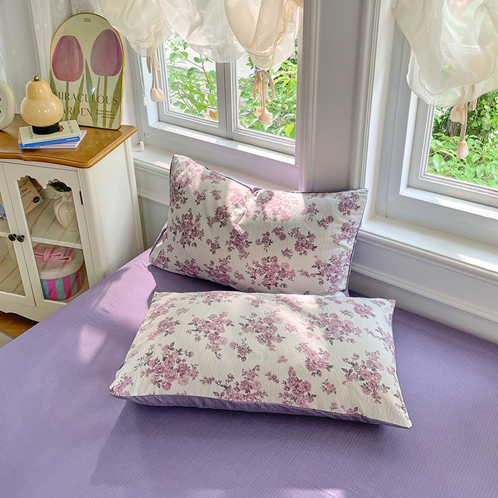 91家纺网 家纺一手货源 找家纺 梦卓家纺 2025新款超柔云感双层纱四件套 陌上花开