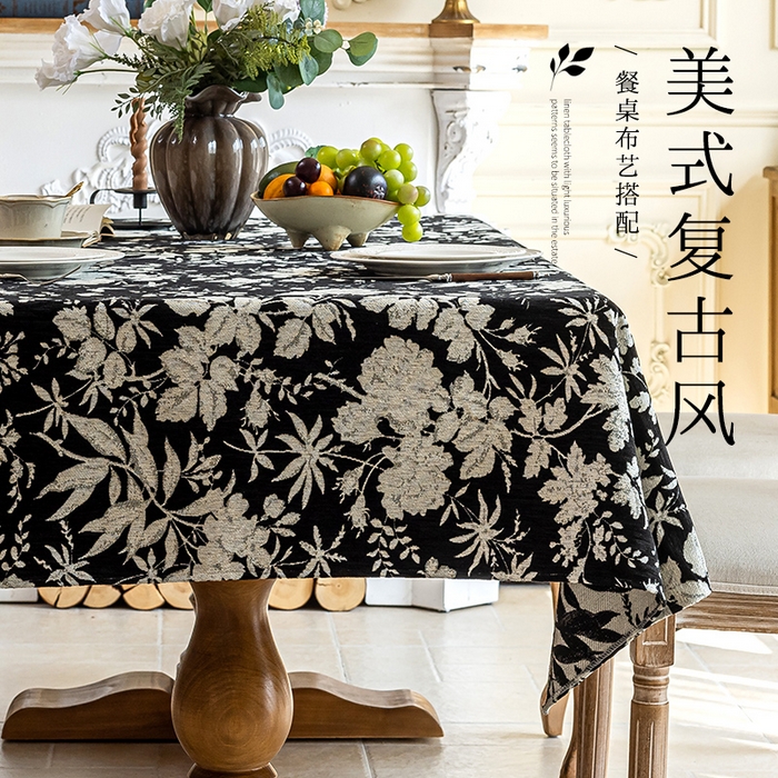 91家纺网 家纺一手货源 找家纺 大梧2025新款满园桌布 满园-黑