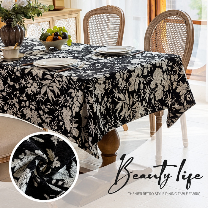 91家纺网 家纺一手货源 找家纺 大梧2025新款满园桌布 满园-黑