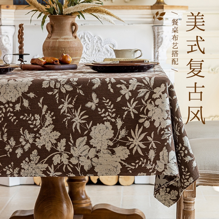 91家纺网 家纺一手货源 找家纺 大梧2025新款满园桌布 满园-咖