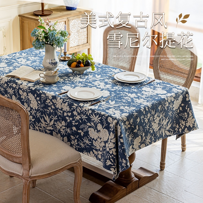 91家纺网 家纺一手货源 找家纺 大梧2025新款满园桌布 满园-蓝
