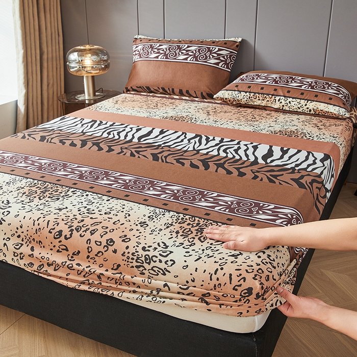 91家纺网 家纺一手货源 找家纺 艾裙海2025新款印花床笠三件套 -可跨境 斑马豹纹