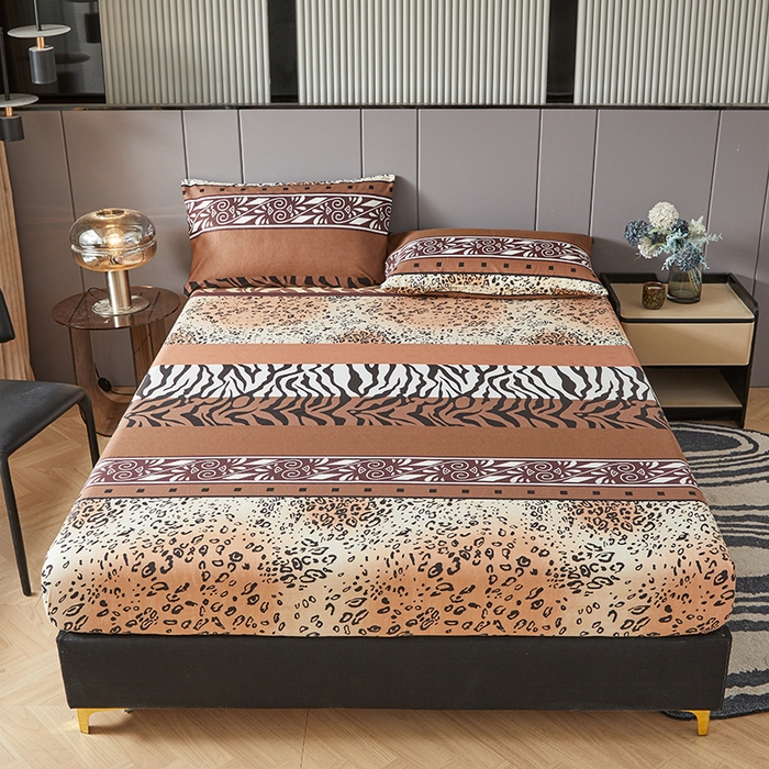 91家纺网 家纺一手货源 找家纺 艾裙海2025新款印花床笠三件套 -可跨境 斑马豹纹