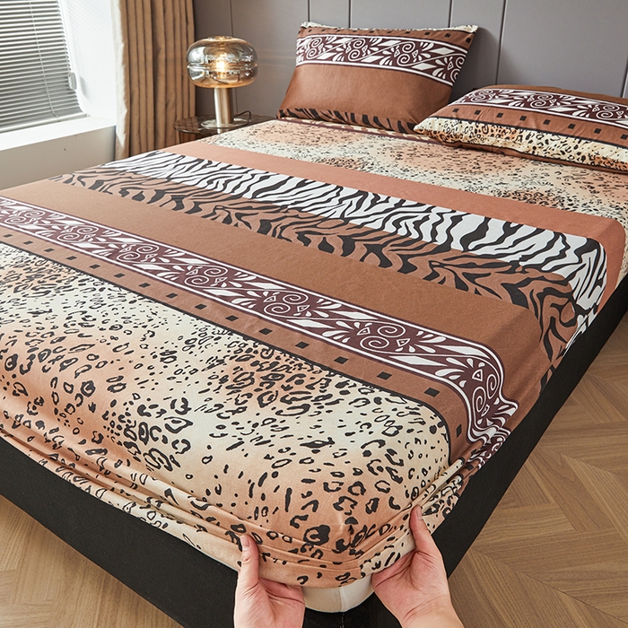 艾裙海2025新款印花床笠三件套 -可跨境 斑马豹纹