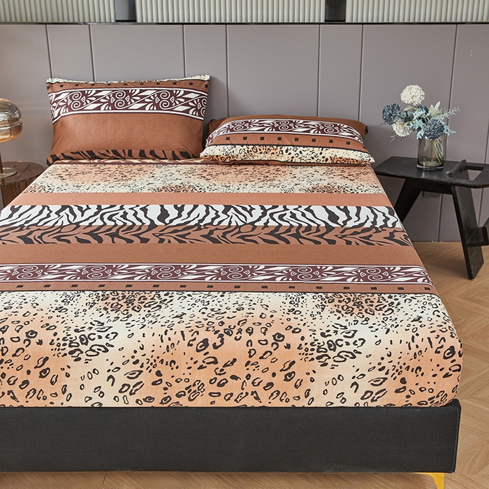 91家纺网 家纺一手货源 找家纺 艾裙海2025新款印花床笠三件套 -可跨境 斑马豹纹