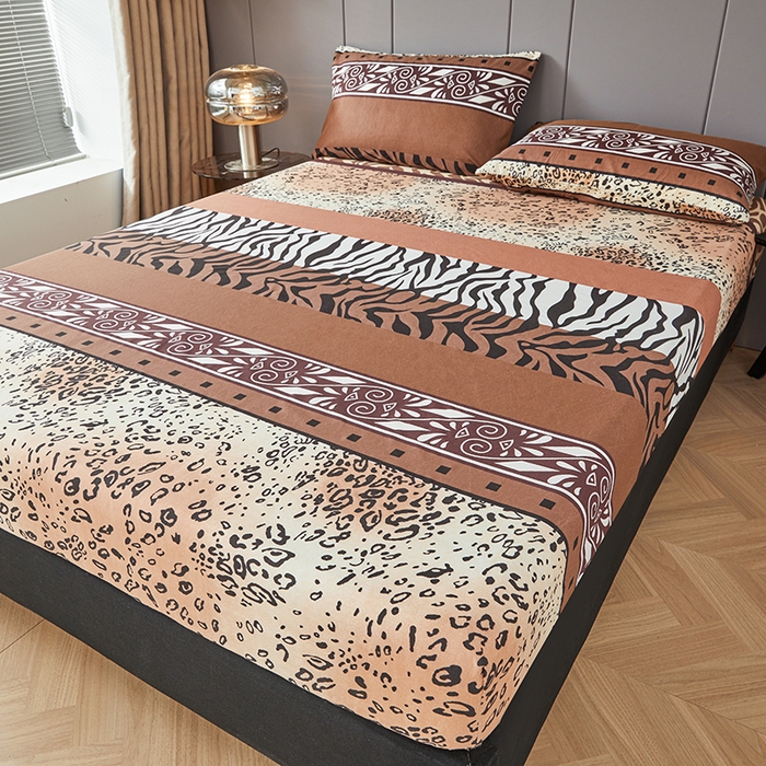 91家纺网 家纺一手货源 找家纺 艾裙海2025新款印花床笠三件套 -可跨境 斑马豹纹