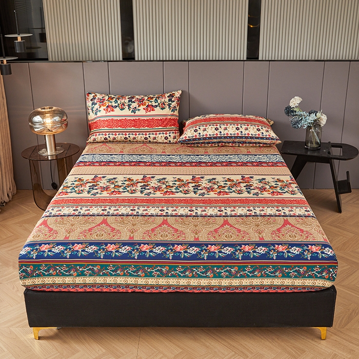 91家纺网 家纺一手货源 找家纺 艾裙海2025新款印花床笠三件套 -可跨境 波西米亚