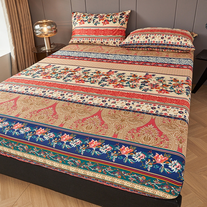 91家纺网 家纺一手货源 找家纺 艾裙海2025新款印花床笠三件套 -可跨境 波西米亚