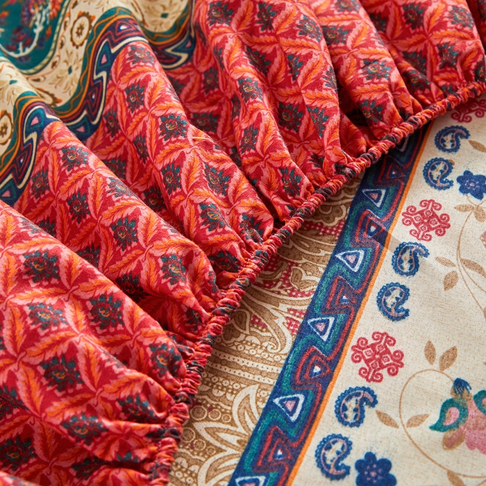 91家纺网 家纺一手货源 找家纺 艾裙海2025新款印花床笠三件套 -可跨境 波西米亚