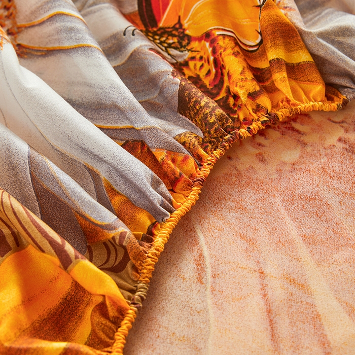 91家纺网 家纺一手货源 找家纺 艾裙海2025新款印花床笠三件套 -可跨境 蝶舞葵花