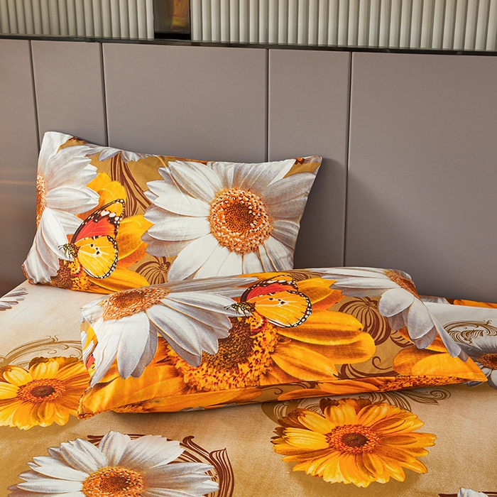 91家纺网 家纺一手货源 找家纺 艾裙海2025新款印花床笠三件套 -可跨境 蝶舞葵花