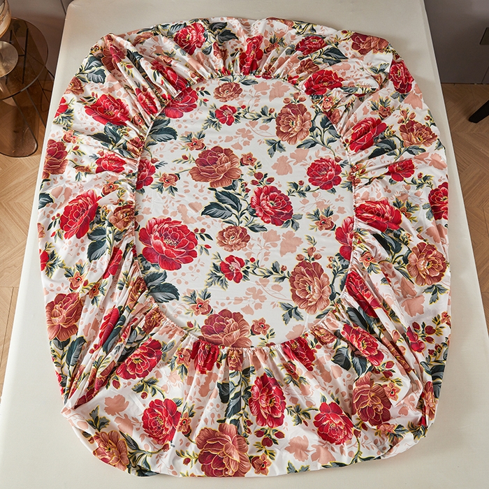 91家纺网 家纺一手货源 找家纺 艾裙海2025新款印花床笠三件套 -可跨境 国色牡丹