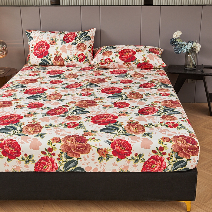 91家纺网 家纺一手货源 找家纺 艾裙海2025新款印花床笠三件套 -可跨境 国色牡丹