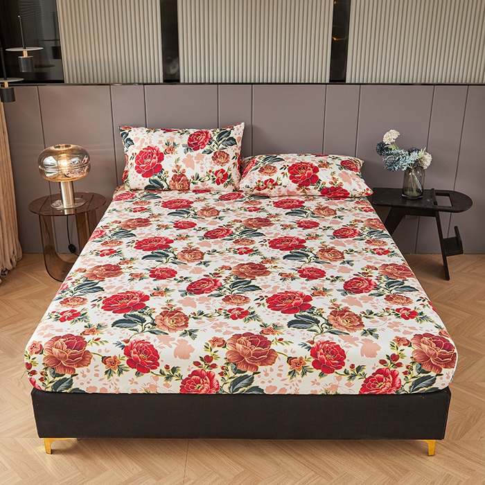 91家纺网 家纺一手货源 找家纺 艾裙海2025新款印花床笠三件套 -可跨境 国色牡丹