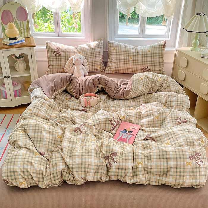 91家纺网 家纺一手货源 找家纺 梦卓家纺 2025新款超柔云感双层纱四件套 奶油啵啵