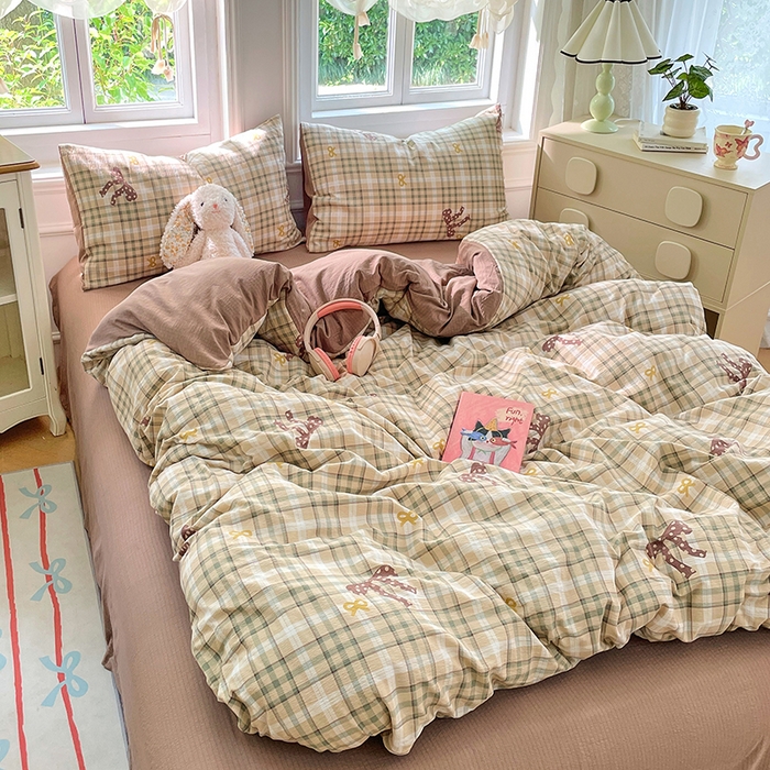 91家纺网 家纺一手货源 找家纺 梦卓家纺 2025新款超柔云感双层纱四件套 奶油啵啵